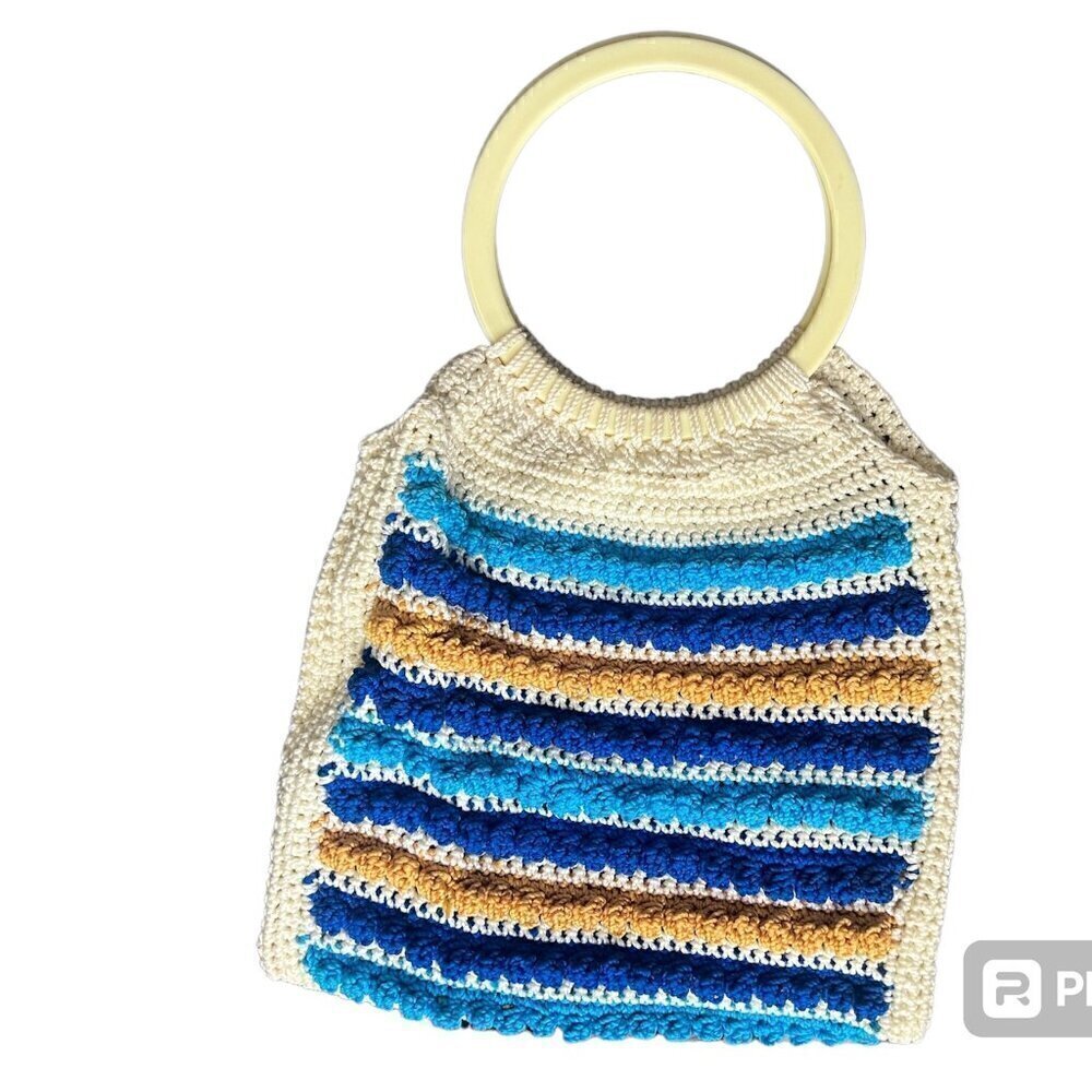 Handmade Tote bag, Crochet Bag, Knitted Bag, Colorful Woven Bag,